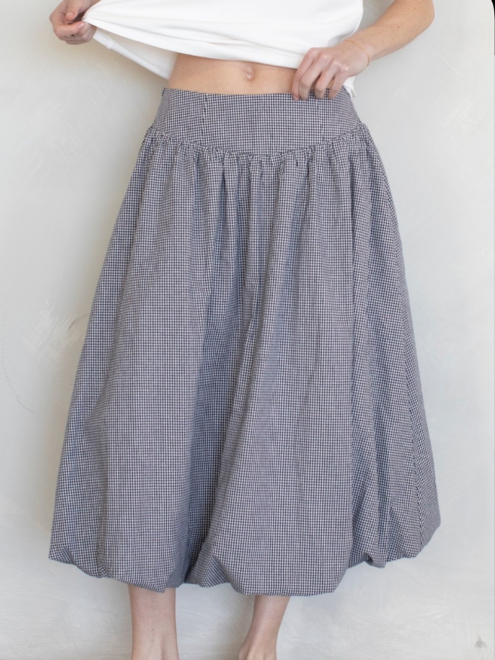 Things between Quincy gingham balloon skirt